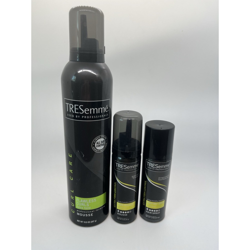 TRESEMME MOUSSE FLAWLESS CURLS 297g, EXTRA FIRM CONTROL SPRAY 42.5g & MOUSSE 56g